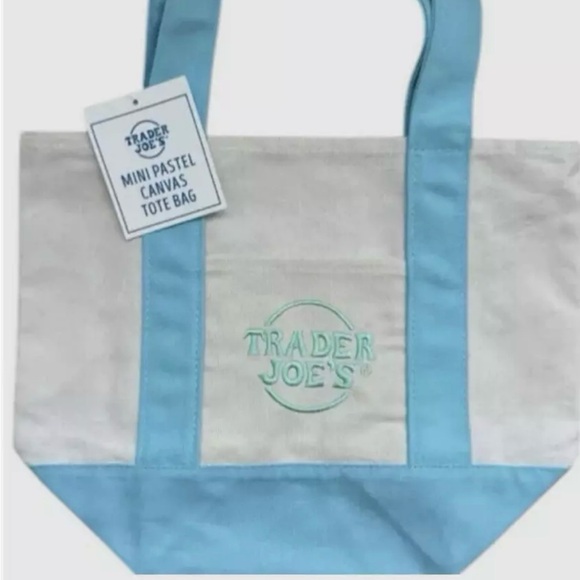 NEW Trader Joe’s Pastel Canvas Mini Tote Bags Set of 4 - Picture 2 of 5